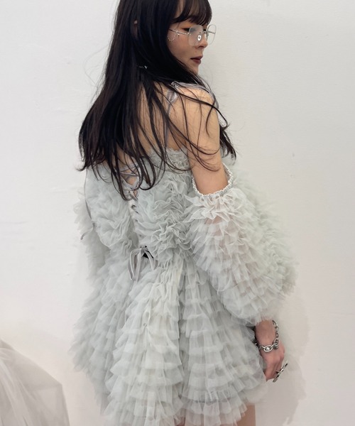 HONEY MI HONEY（ハニーミーハニー）の「tulle tiered two-way tunic（チュニック・レディース・ベビーピンク/オフホワイト/ミント・FREE）」の20枚目の写真