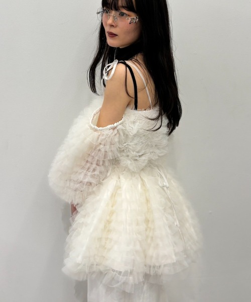 HONEY MI HONEY（ハニーミーハニー）の「tulle tiered two-way tunic（チュニック・レディース・ベビーピンク/オフホワイト/ミント・FREE）」の16枚目の写真