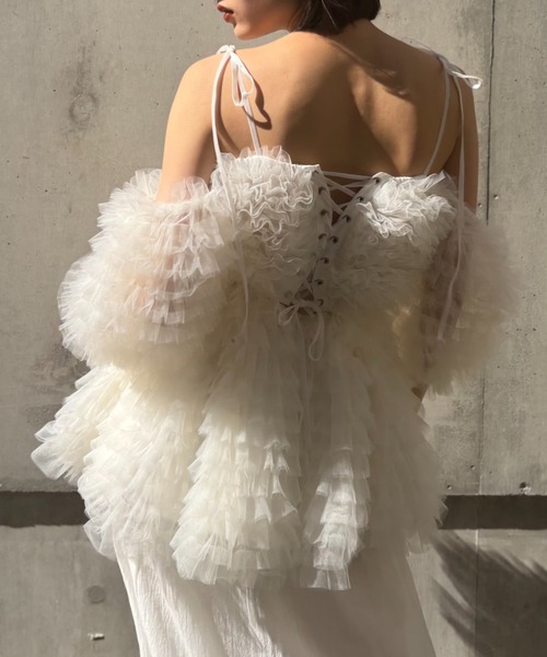 HONEY MI HONEY（ハニーミーハニー）の「tulle tiered two-way tunic（チュニック・レディース・ベビーピンク/オフホワイト/ミント・FREE）」の13枚目の写真