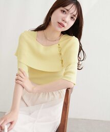 【新品】uncrave リネンニット オフショルトップス イエロー 黄色 uncrave（アンクレイヴ） ニット セーター リネンニット オフショル