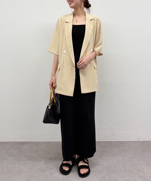LOUNGEDRESS（ラウンジドレス）の「ニットキャミワンピース（ワンピース・レディース・ブラック/ブラウン・FREE）」の7枚目の写真