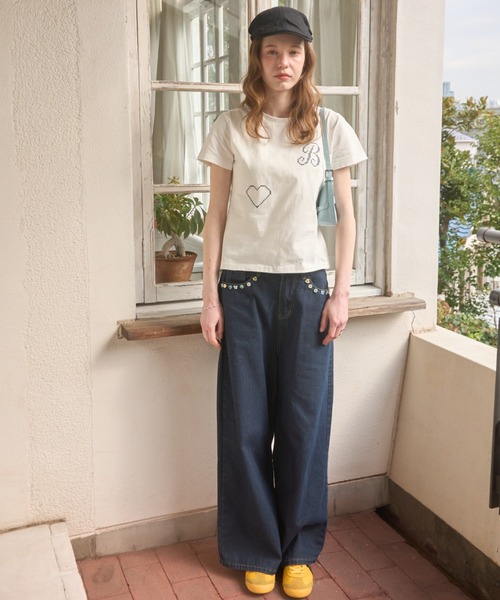 Birthday room(バースデイルーム)の「アソートボタンワイドデニム/Assorted Button Wide Denim(デニムパンツ・レディース・ブルー・FREE)」の10枚目の写真