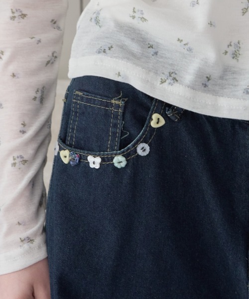 Birthday room(バースデイルーム)の「アソートボタンワイドデニム/Assorted Button Wide Denim(デニムパンツ・レディース・ブルー・FREE)」の3枚目の写真