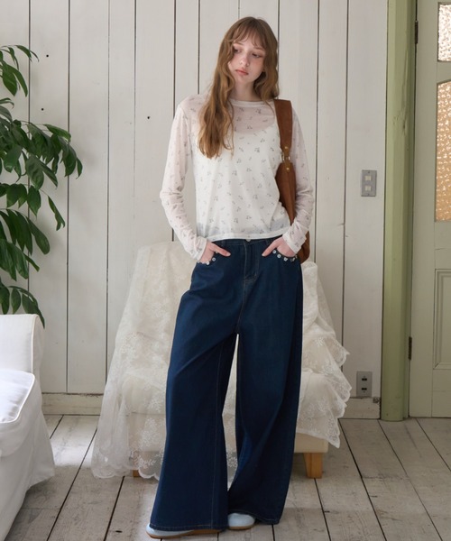 Birthday room(バースデイルーム)の「アソートボタンワイドデニム/Assorted Button Wide Denim(デニムパンツ・レディース・ブルー・FREE)」の12枚目の写真