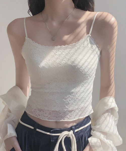 yuue' ( wear )(ユーイ)の「カップ付きレースキャミソール(キャミソール・レディース・アイボリー/ブラック/ホワイト・FREE)」の2枚目の写真