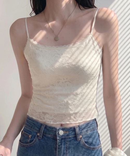 yuue' ( wear )(ユーイ)の「カップ付きレースキャミソール(キャミソール・レディース・アイボリー/ブラック/ホワイト・FREE)」の1枚目の写真