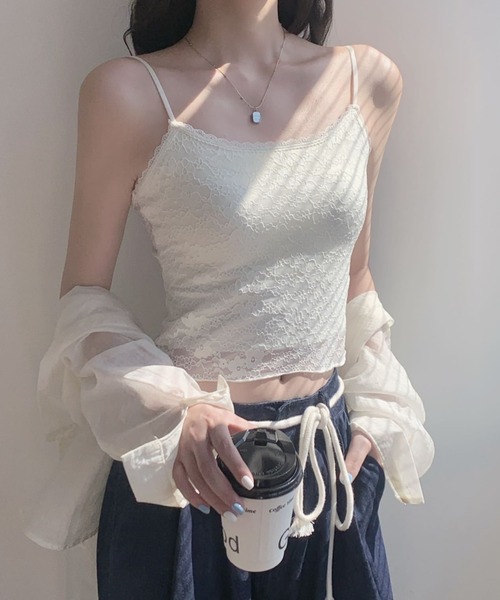 yuue' ( wear )(ユーイ)の「カップ付きレースキャミソール(キャミソール・レディース・アイボリー/ブラック/ホワイト・FREE)」の7枚目の写真