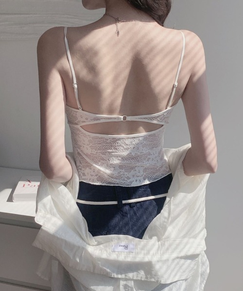 yuue' ( wear )(ユーイ)の「カップ付きレースキャミソール(キャミソール・レディース・アイボリー/ブラック/ホワイト・FREE)」の4枚目の写真