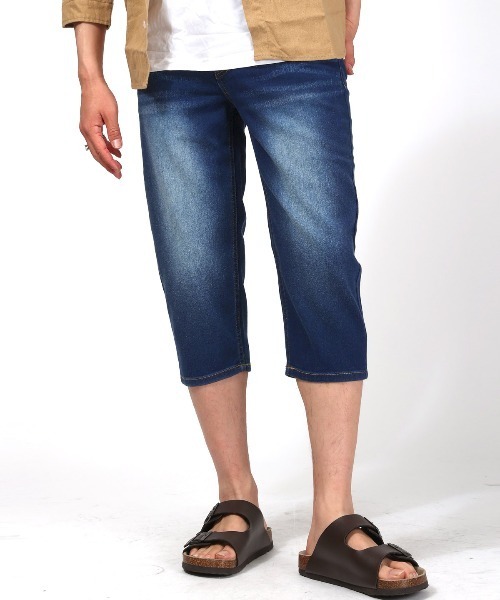 LUXSTYLE(ラグスタイル)の「接触冷感クロップドデニム(デニムパンツ・メンズ・ブルー/ブルー系その他/インディゴブルー・M/XL/L)」の2枚目の写真