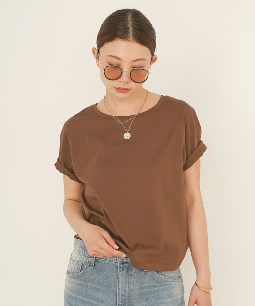 BAYFLOW（ベイフロー）の「マルチファンクション半袖Tシャツ[汗ジミ防止/UV防止/接触冷感/抗ピリング/遮熱/抗菌防臭/イージーケア]（Tシャツ/カットソー・レディース・ブラウン/ピンク/チャコール/オフホワイト・MEDIUM/SMALL）」の22枚目の写真
