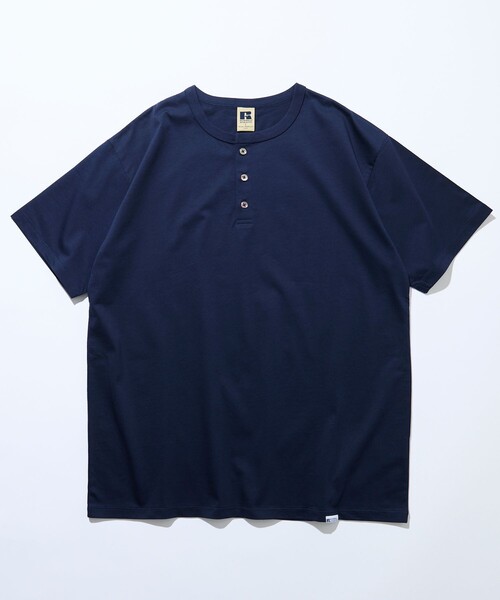 Russell Athletic(ラッセルアスレティック)の「限定展開 RUSSELL ATHLETIC×FREAK'S STORE ラッセル アスレチック 別注 プレミアム ヘンリーネック カットソー 半袖 シルケット(Tシャツ/カットソー・メンズ・ホワイト/サックスブルー/ブラック/ネイビー・LARGE/MEDIUM/SMALL)」の22枚目の写真