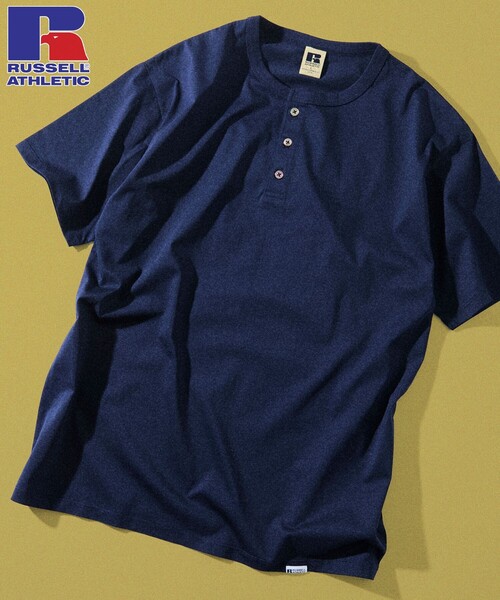 Russell Athletic(ラッセルアスレティック)の「限定展開 RUSSELL ATHLETIC×FREAK'S STORE ラッセル アスレチック 別注 プレミアム ヘンリーネック カットソー 半袖 シルケット(Tシャツ/カットソー・メンズ・ホワイト/サックスブルー/ブラック/ネイビー・LARGE/MEDIUM/SMALL)」の8枚目の写真
