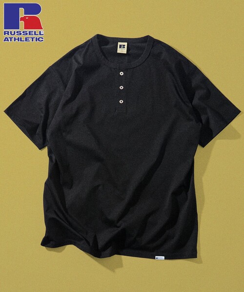 Russell Athletic(ラッセルアスレティック)の「限定展開 RUSSELL ATHLETIC×FREAK'S STORE ラッセル アスレチック 別注 プレミアム ヘンリーネック カットソー 半袖 シルケット(Tシャツ/カットソー・メンズ・ホワイト/サックスブルー/ブラック/ネイビー・LARGE/MEDIUM/SMALL)」の6枚目の写真