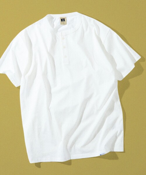 RUSSELL ATHLETIC × FREAK’S STORE — рубашка премиум henley neck, коттон, короткий рукав, шелкетт