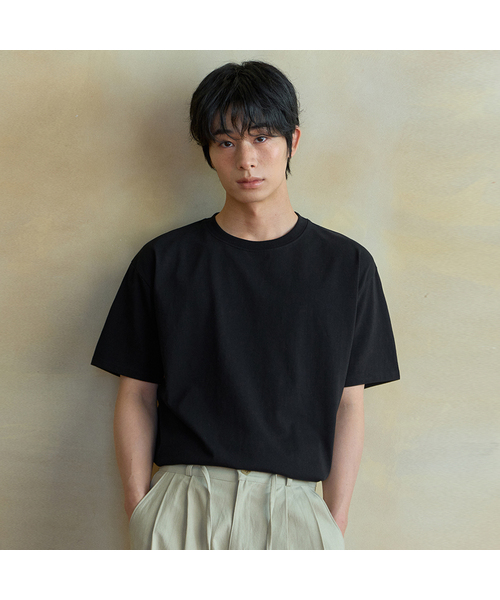 WEDNESDAY OASIS（ウェンズデーオアシス）の「[Atelier Standard] ハーフラウンドTシャツ_5COLOR(WB6TP43)（Tシャツ/カットソー・メンズ・ブルー/ブラック/チャコール/アイボリー/ライトグレー・MEDIUM/LARGE/X-LARGE）」の3枚目の写真