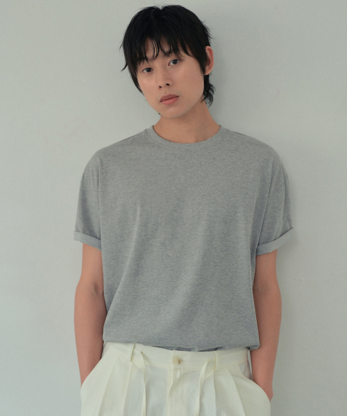 WEDNESDAY OASIS（ウェンズデーオアシス）の「[Atelier Standard] ハーフラウンドTシャツ_5COLOR(WB6TP43)（Tシャツ/カットソー・メンズ・ブルー/ブラック/チャコール/アイボリー/ライトグレー・MEDIUM/LARGE/X-LARGE）」の14枚目の写真
