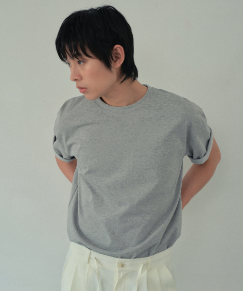 WEDNESDAY OASIS（ウェンズデーオアシス）の「[Atelier Standard] ハーフラウンドTシャツ_5COLOR(WB6TP43)（Tシャツ/カットソー・メンズ・ブルー/ブラック/チャコール/アイボリー/ライトグレー・MEDIUM/LARGE/X-LARGE）」の15枚目の写真