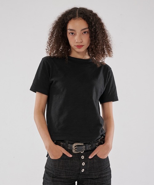 WISH FOR EVER(ウィッシュフォーエバー)の「CROPPED COMPACT SLAB T/クロップドコンパクトスラブT(Tシャツ/カットソー・メンズ・ホワイト/グレー/バーガンディー/ブラック・SMALL/LARGE/MEDIUM)」の1枚目の写真