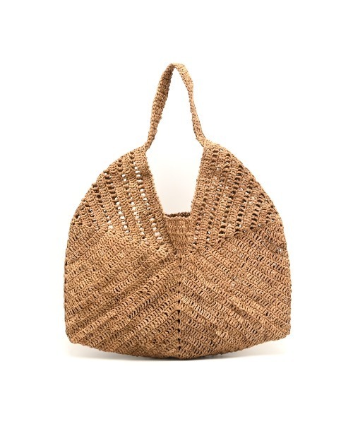 CLEDRAN(クレドラン)の「【手編み 天然ラフィア】CL3952 HAND&WORK RAFFIA TRIANGULAR BAG(かごバッグ・レディース・ダークベージュ/ナチュラル・FREE)」の4枚目の写真