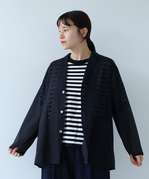 yuni(ユニ )の「△Cotton Nylon sheer shirt jacket(テーラードジャケット・レディース・ブラック/ベージュ・FREE)」の22枚目の写真