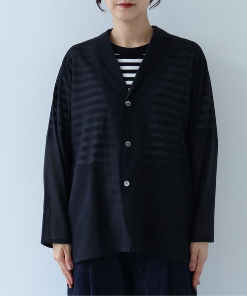 yuni(ユニ )の「△Cotton Nylon sheer shirt jacket(テーラードジャケット・レディース・ブラック/ベージュ・FREE)」の19枚目の写真