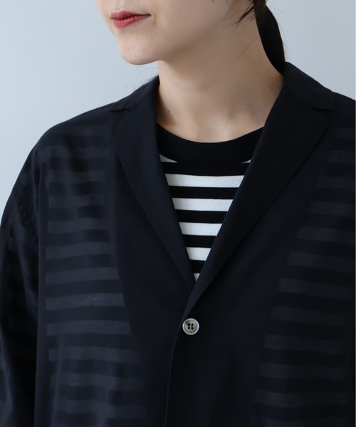 yuni(ユニ )の「△Cotton Nylon sheer shirt jacket(テーラードジャケット・レディース・ブラック/ベージュ・FREE)」の16枚目の写真