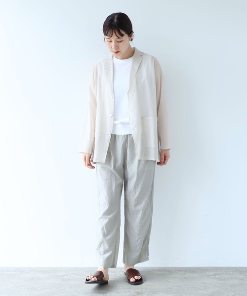 yuni(ユニ )の「△Cotton Nylon sheer shirt jacket(テーラードジャケット・レディース・ブラック/ベージュ・FREE)」の10枚目の写真