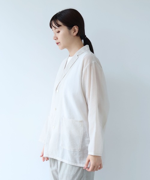 yuni(ユニ )の「△Cotton Nylon sheer shirt jacket(テーラードジャケット・レディース・ブラック/ベージュ・FREE)」の8枚目の写真