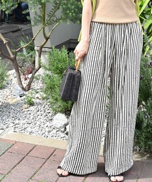 大人ストライプ 休日 パンツ 楽パンツ