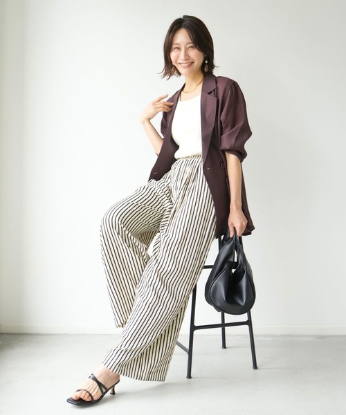 Ehre style（エーレスタイル）の「大人ストライプ 休日 パンツ 楽パンツ（その他パンツ・レディース・ストライプ・FREE）」の9枚目の写真
