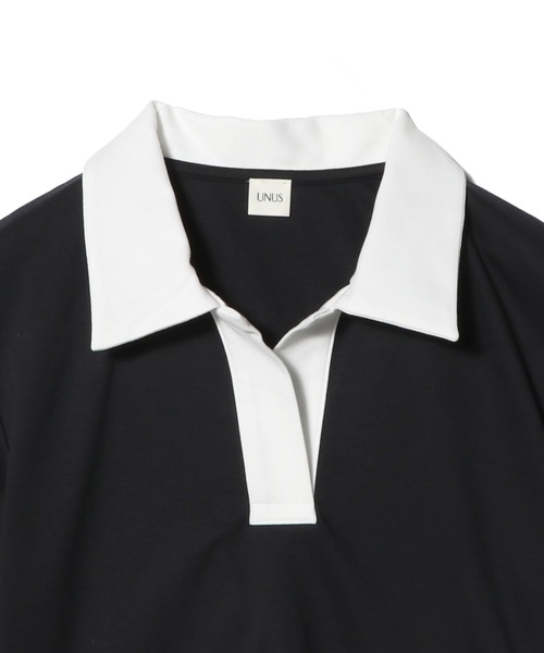 UNUS（ユナス）の「UNUS / Skipper Polo Top（Tシャツ/カットソー・レディース・ネイビー/ホワイト・FREE）」の6枚目の写真