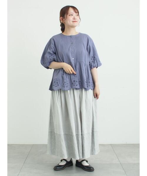 TSUHARU by Samansa Mos2（ツハルバイサマンサモスモス）の「カットワーク刺繍ボリューム袖ブラウス（シャツ/ブラウス・レディース・ホワイト/ブルー/ブラック・F）」の12枚目の写真