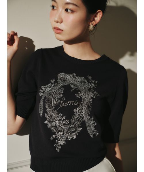 SNIDEL(スナイデル)の「エンブロイダリーニットプルオーバー(ニット/セーター・レディース・ホワイト/ネイビー/グリーン・F)」の6枚目の写真