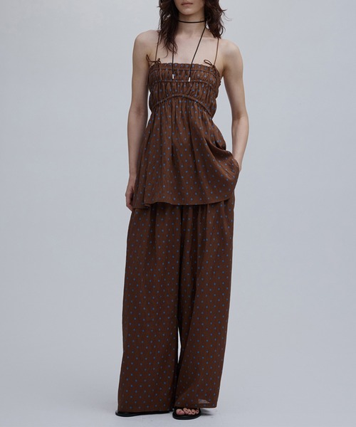 Ameri（アメリ）の「DOT SHARRING RELAX SET UP（セットアップ・レディース・ブラウン/イエロー/ブラック・SMALL/MEDIUM）」の2枚目の写真