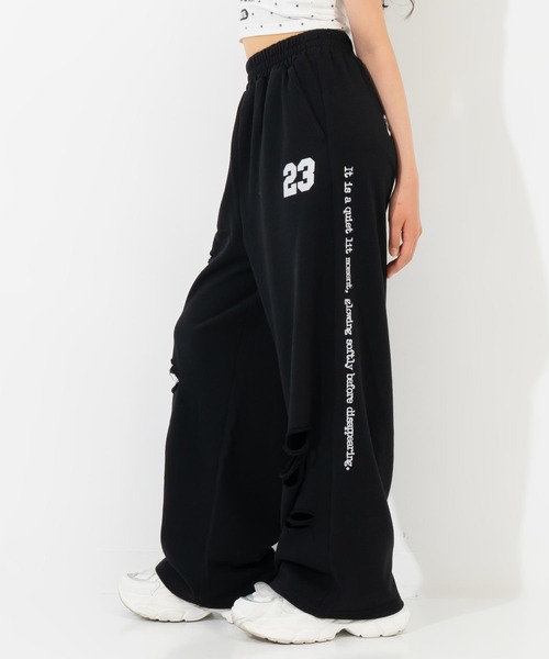 ANAP GiRL(アナップガール)の「クラッシュ スウェットパンツ(その他パンツ・キッズ・ホワイト/ブラック/ライトグレー・S/XS/M)」の3枚目の写真