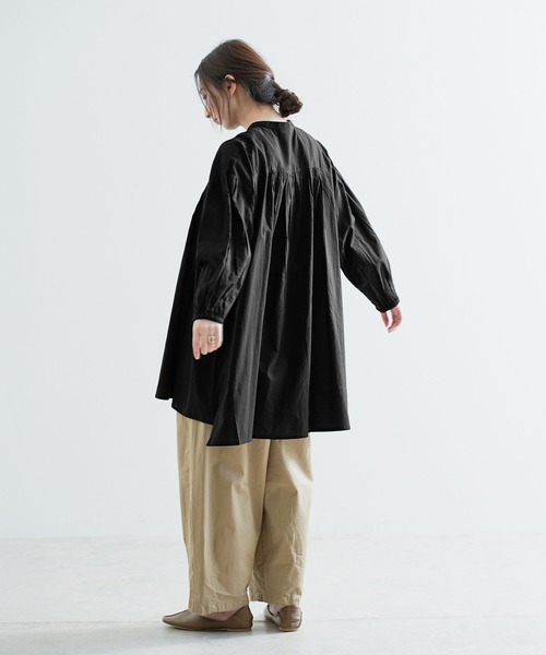 e-zakkamania stores(イーザッカマニアストアーズ)の「コットン シャーリング前開きチュニック(チュニック・レディース・ブルー/ブラック・M-L)」の10枚目の写真