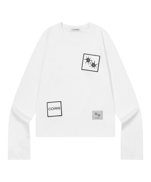 COIRIS（コイリス）の「バミパッチワークロングスリーブTシャツ（2カラー）（Tシャツ/カットソー・レディース・ブラック/ホワイト・FREE）」の2枚目の写真