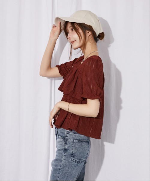 GORGE（ゴージ）の「《カットフリル・透け感》ブラウス／フェミカジュ×ナチュラル／春夏／全3色（シャツ/ブラウス・レディース・オフホワイト/ブラック/ボルドー・F）」の12枚目の写真