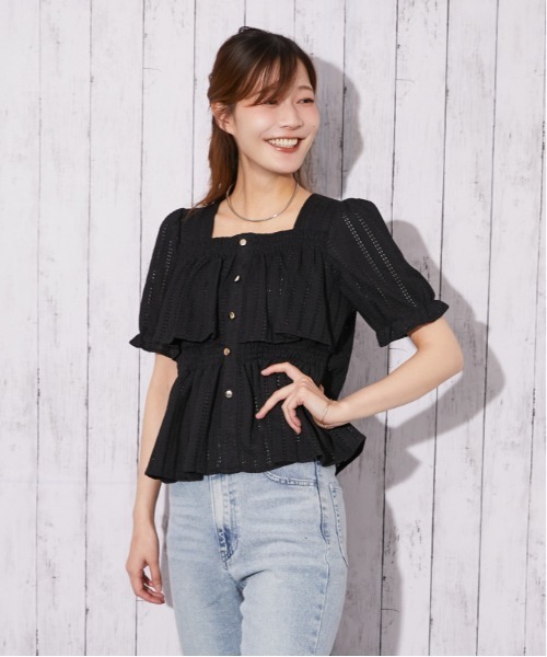 GORGE（ゴージ）の「《カットフリル・透け感》ブラウス／フェミカジュ×ナチュラル／春夏／全3色（シャツ/ブラウス・レディース・オフホワイト/ブラック/ボルドー・F）」の15枚目の写真