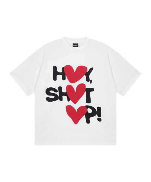 TONSIL(トンスル)の「HEY, SHUT UP! ハートグラフィック半袖Tシャツ(Tシャツ/カットソー・レディース・ホワイト・FREE)」の2枚目の写真