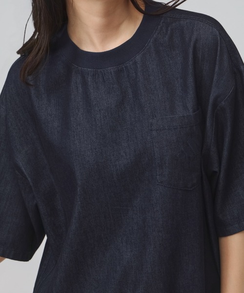 adidas(アディダス)の「【別注】アディダス adidas クールフィーリング デニム オーバーサイズ 半袖 カフヘム Tシャツ 限定コラボ(Tシャツ/カットソー・レディース・ダークブルー/サックスブルー・M/L/XL/S)」の16枚目の写真
