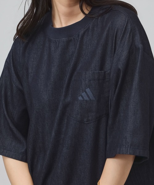 adidas(アディダス)の「【別注】アディダス adidas クールフィーリング デニム オーバーサイズ 半袖 カフヘム Tシャツ 限定コラボ(Tシャツ/カットソー・レディース・ダークブルー/サックスブルー・M/L/XL/S)」の17枚目の写真