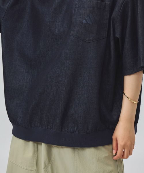 adidas(アディダス)の「【別注】アディダス adidas クールフィーリング デニム オーバーサイズ 半袖 カフヘム Tシャツ 限定コラボ(Tシャツ/カットソー・レディース・ダークブルー/サックスブルー・M/L/XL/S)」の19枚目の写真