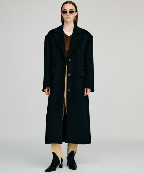 PRANK PROJECT(プランクプロジェクト)の「【2026Autumn Pre-Order】カシミヤブレンドワイドショルダーコート / Cashmere Blend Wide Shoulder Coat(チェスターコート・レディース・グレー/ブラウン/ブラック・36/38)」の1枚目の写真