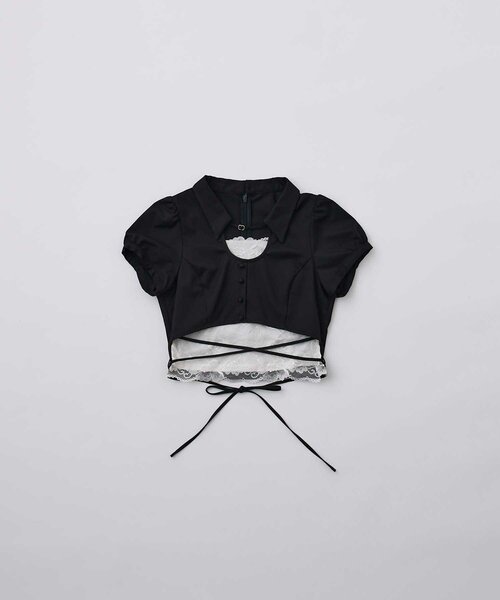 Belle Charme(ベルシャルム)の「【Belle Charme】Lace Hem Puff Tops(シャツ/ブラウス・レディース・ブラック/ベージュ・FREE)」の17枚目の写真