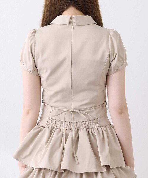 Belle Charme(ベルシャルム)の「【Belle Charme】Lace Hem Puff Tops(シャツ/ブラウス・レディース・ブラック/ベージュ・FREE)」の6枚目の写真