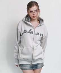 Bono patch Sweat Hoodie Zip Up (Sand Grey)