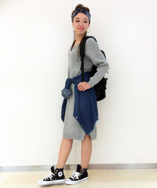 VENCEEXCHANGE（ヴァンスエクスチェンジ）の「Vネックワンピース（ワンピース・レディース・ピンク/グレー/ベージュ/ブラック・MEDIUM）」の3枚目の写真