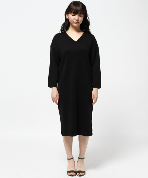 VENCEEXCHANGE（ヴァンスエクスチェンジ）の「Vネックワンピース（ワンピース・レディース・ピンク/グレー/ベージュ/ブラック・MEDIUM）」の6枚目の写真