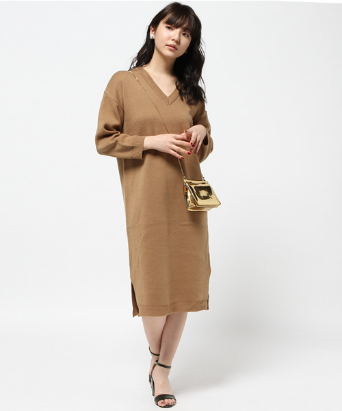 VENCEEXCHANGE（ヴァンスエクスチェンジ）の「Vネックワンピース（ワンピース・レディース・ピンク/グレー/ベージュ/ブラック・MEDIUM）」の15枚目の写真